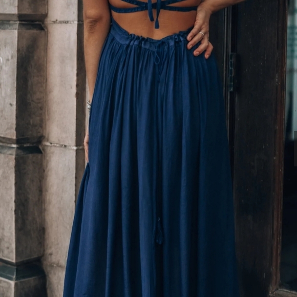 Celestial Maxi Dress Strappy Tank Boho Maxi Dress "Southern Alternative" (L) - Picture 6 of 12